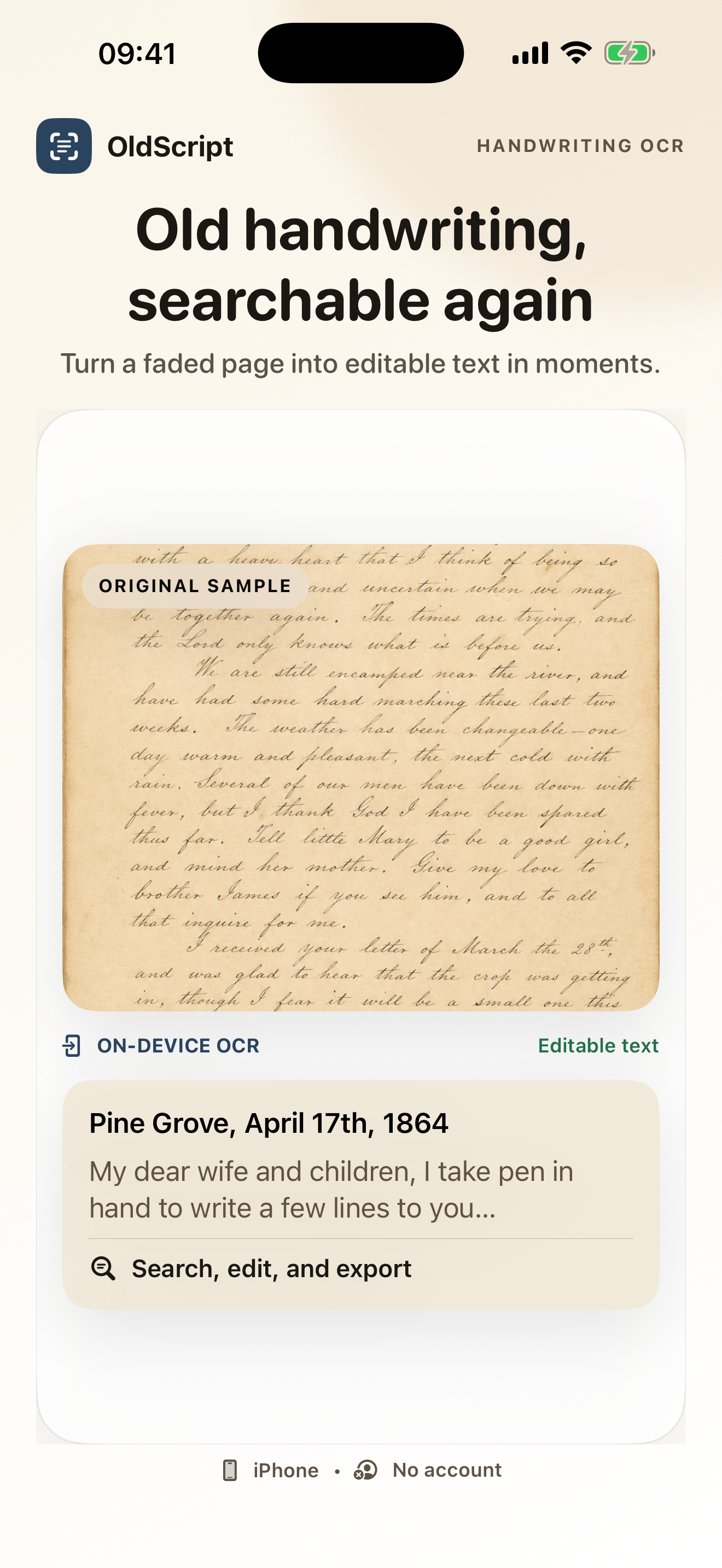 OldScript converts a historic handwritten letter to editable text